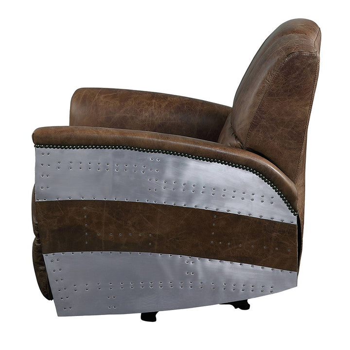 Brancaster - Power Motion Recliner - Retro Brown Top Grain Leather & Aluminum