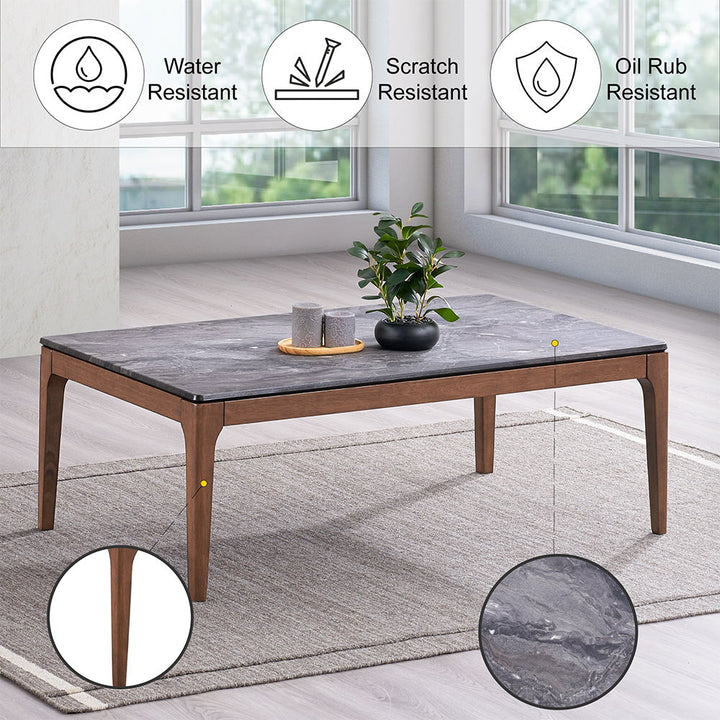 Bevis - Coffee Table - Engineered Stone Top & Walnut