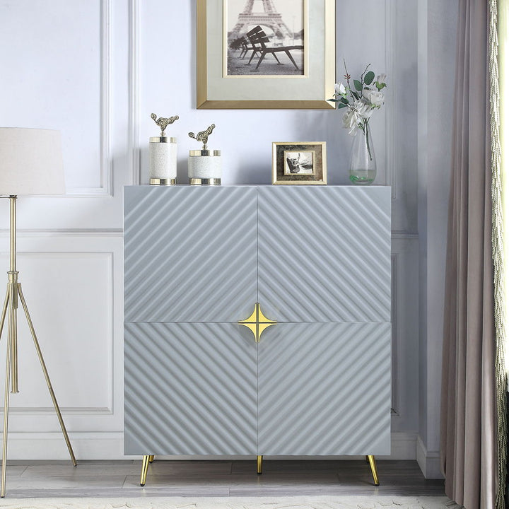 Gaines - Accent Cabinet - Gray High Gloss