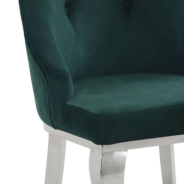 Dekel - Side Chair Set of 2) - Green Fabric & Stainless Steel