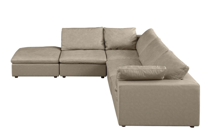 DivanItalia 1100 5-Piece Right Arm Facing 4-Seat Sectional – Top-Grain Italian Leather - Beige