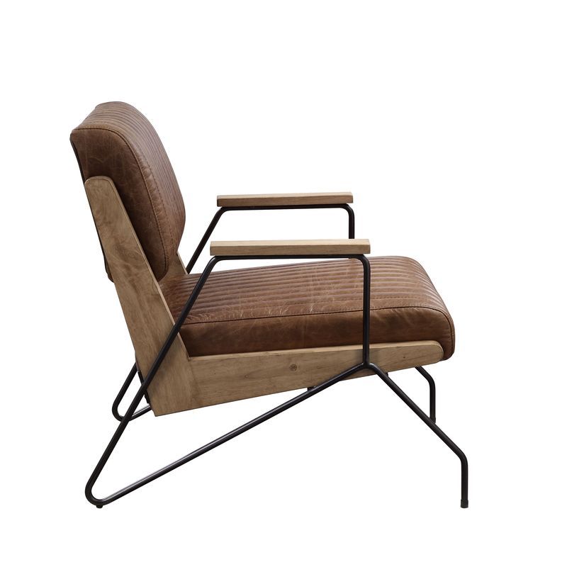 Eacnlz - Accent Chair - Cocoa Top Grain Leather & Matt Iron