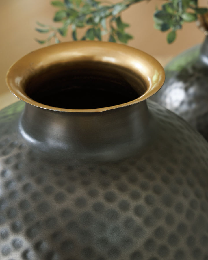 Woody - Vase - 14" - Pewter / Gold Finish by Ashley Furniture product image