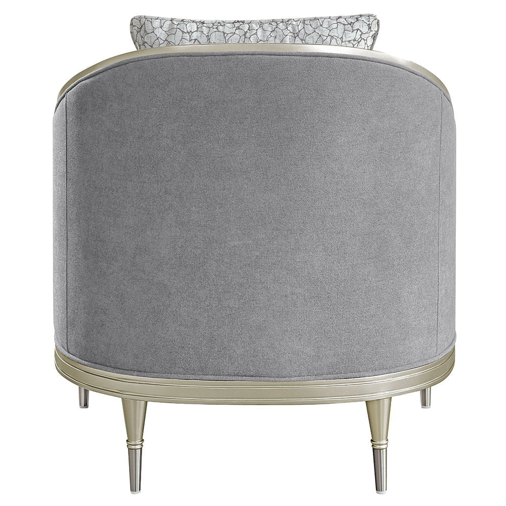 Fernando - Chair With Pillow - Gray Chenille & Champagne