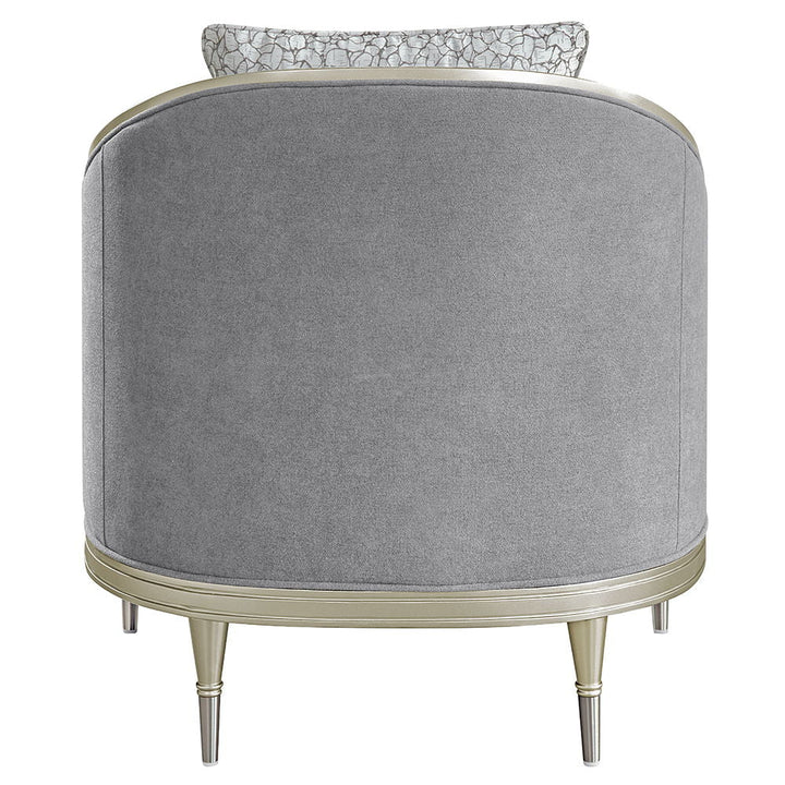 Fernando - Chair With Pillow - Gray Chenille & Champagne