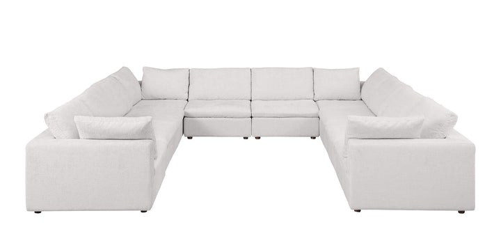 DivanItalia 1100 10-Piece U-Shaped Sectional in Top-Grain Italian Leather - Pearl