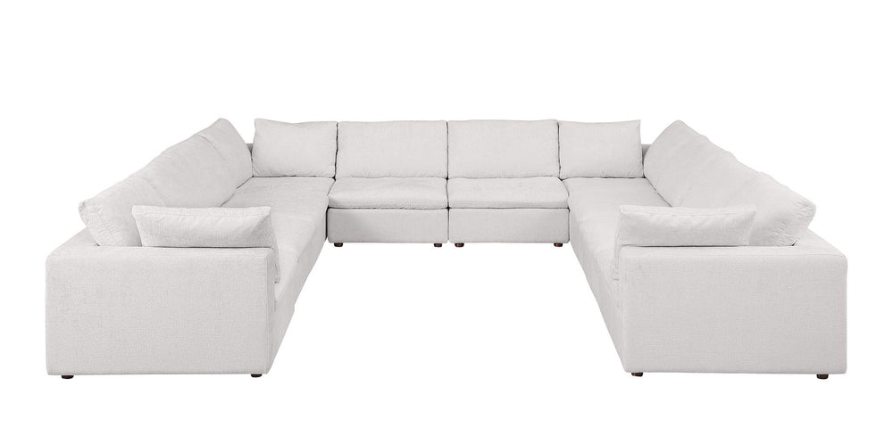 DivanItalia 1100 10-Piece U-Shaped Sectional in Top-Grain Italian Leather - Pearl