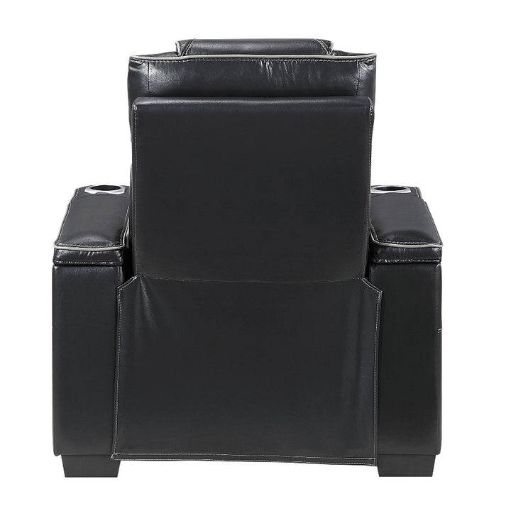 Apex Power Reclining Leather Chair with Heat &amp; Massage - Black