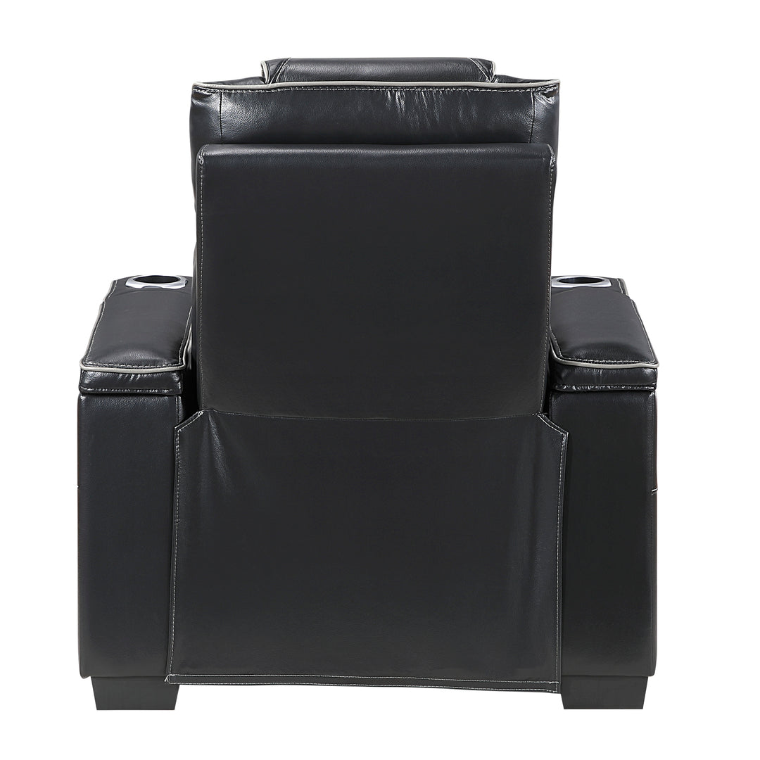 Apex Power Reclining Leather Chair with Heat & Massage - Black