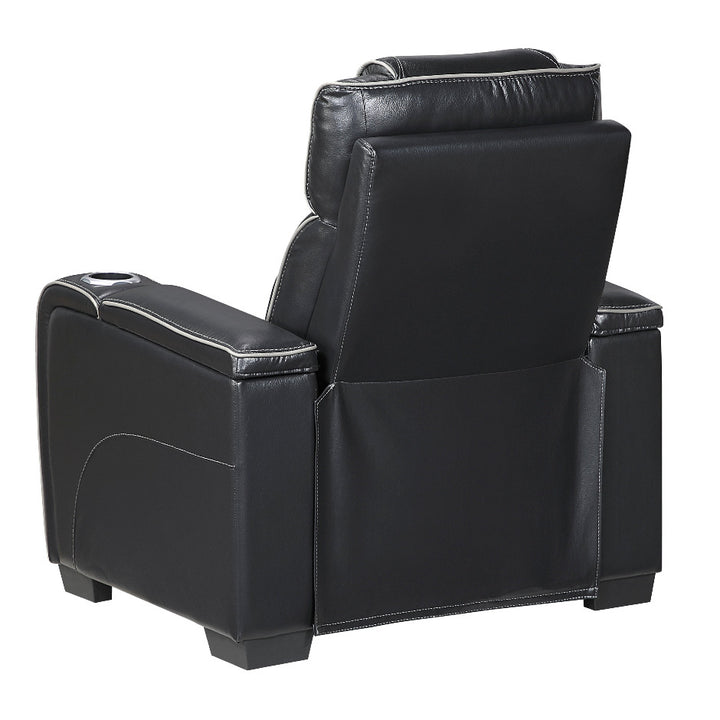 Apex Power Reclining Leather Chair with Heat &amp; Massage - Black