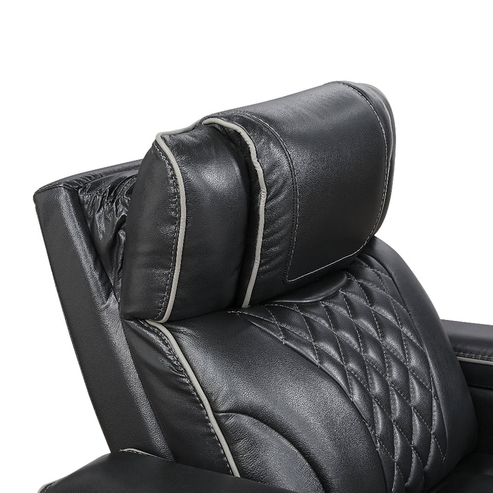 Apex Power Reclining Leather Chair with Heat &amp; Massage - Black