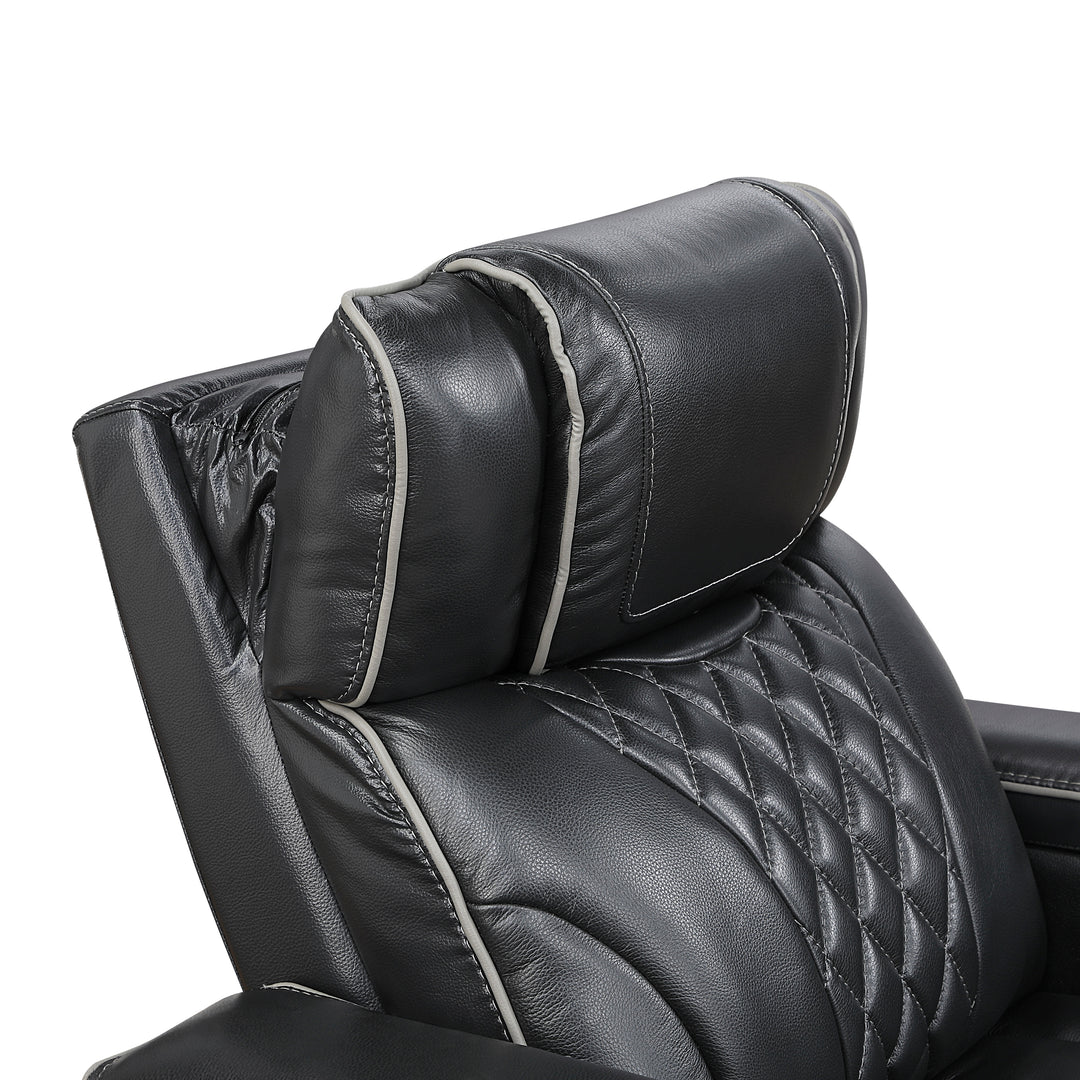 Apex Power Reclining Leather Chair with Heat & Massage - Black