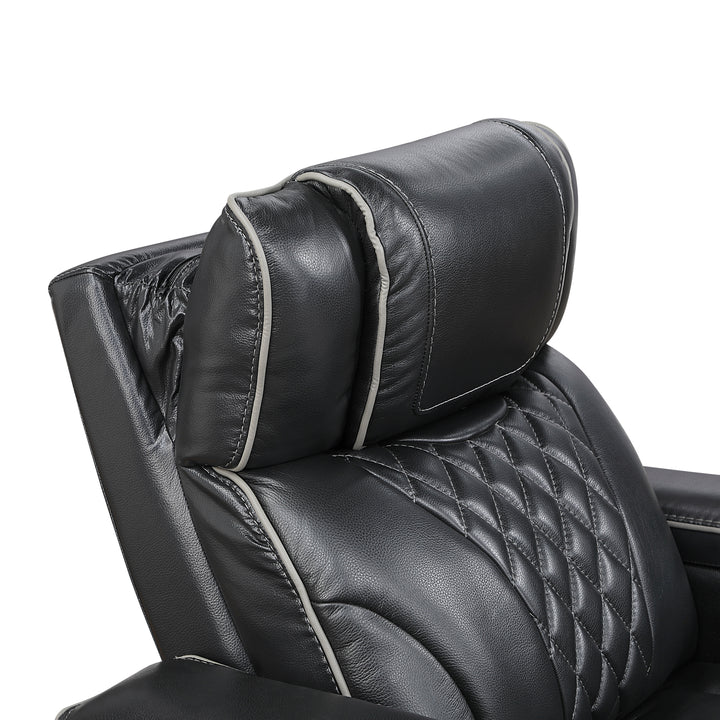 Apex Power Reclining Leather Chair with Heat &amp; Massage - Black