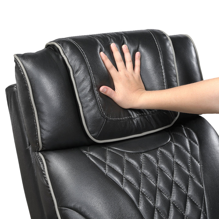 Apex Power Reclining Leather Chair with Heat &amp; Massage - Black
