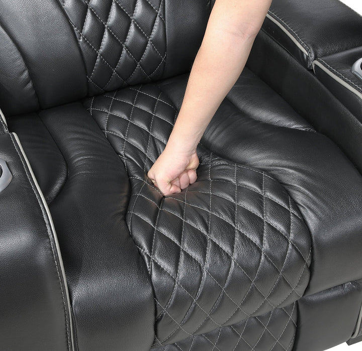Apex Power Reclining Leather Chair with Heat &amp; Massage - Black