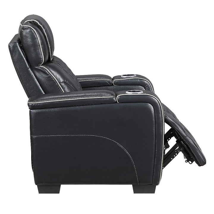 Apex Power Reclining Leather Chair with Heat &amp; Massage - Black