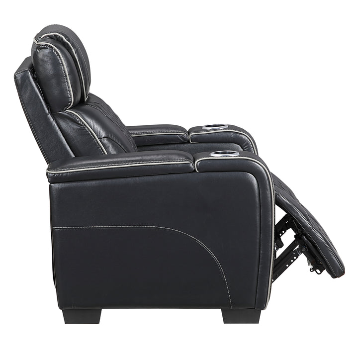 Apex Power Reclining Leather Chair with Heat &amp; Massage - Black