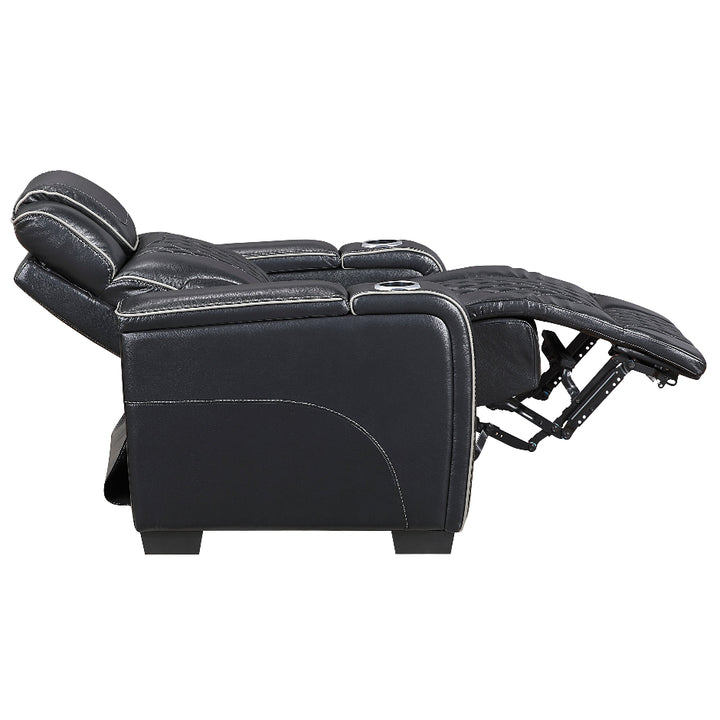 Apex Power Reclining Leather Chair with Heat &amp; Massage - Black