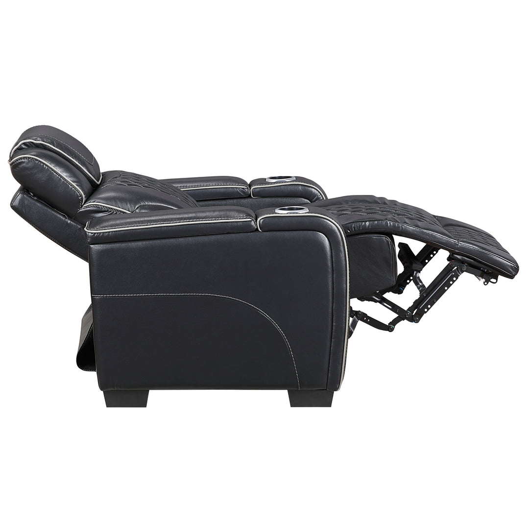 Apex Power Reclining Leather Chair with Heat & Massage - Black