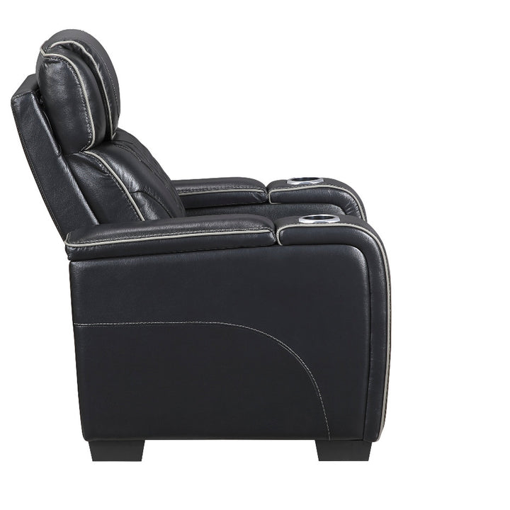 Apex Power Reclining Leather Chair with Heat &amp; Massage - Black