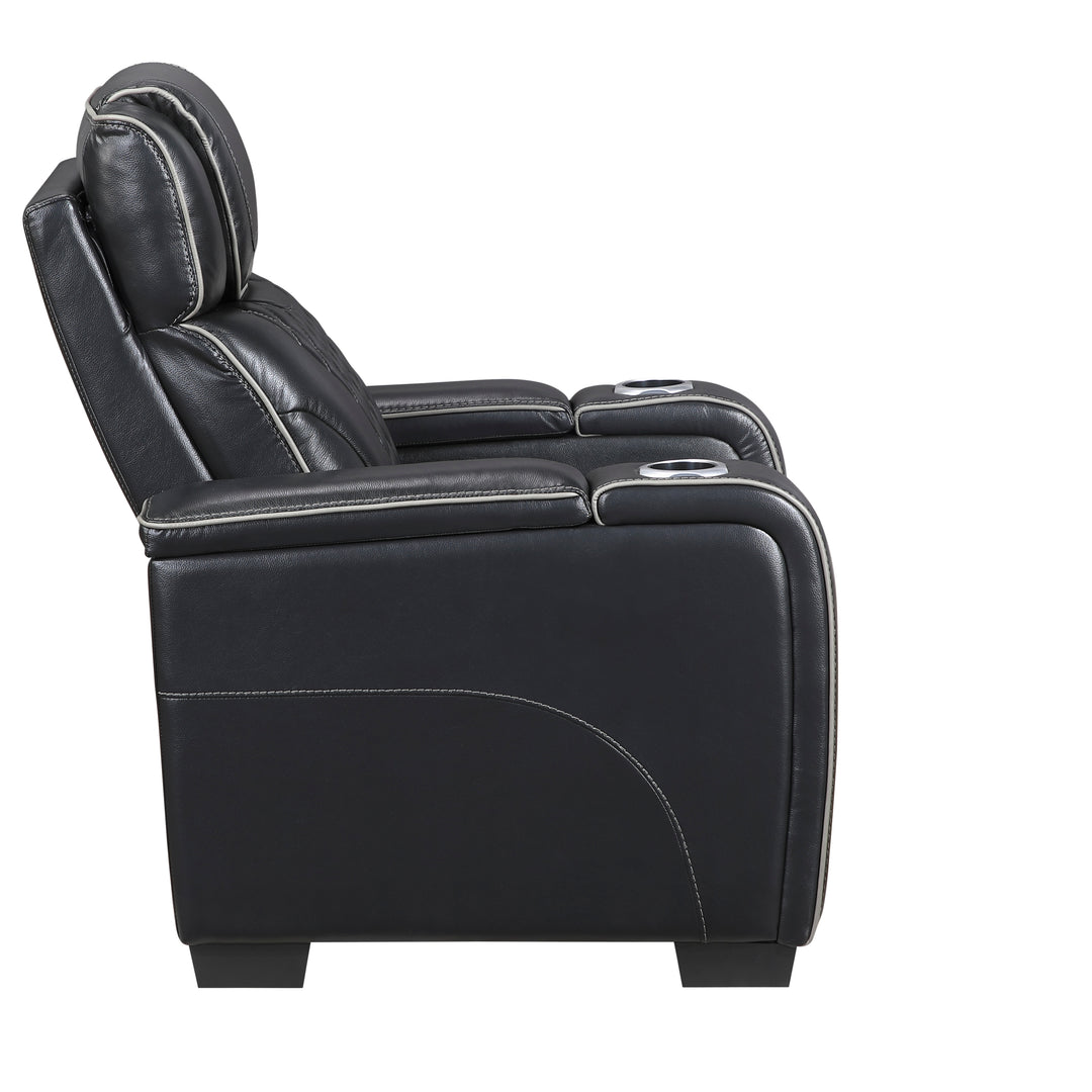 Apex Power Reclining Leather Chair with Heat & Massage - Black