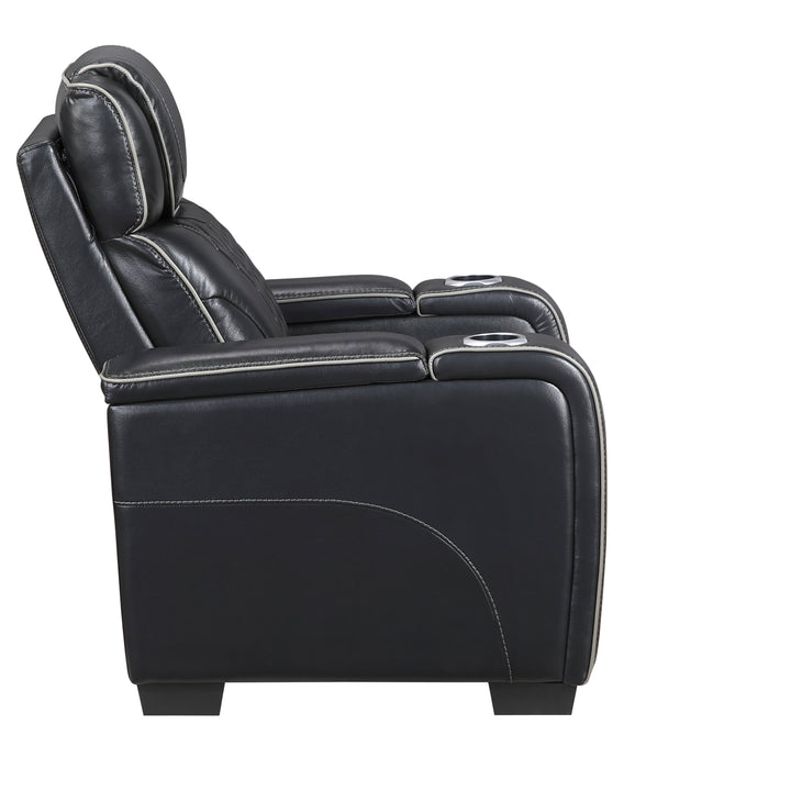 Apex Power Reclining Leather Chair with Heat &amp; Massage - Black