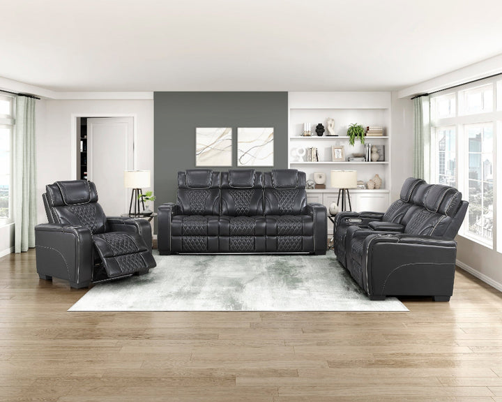 Apex Power Reclining Leather Chair with Heat &amp; Massage - Black