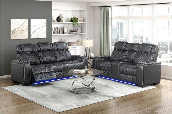 Apex Power Triple Leather Power Reclining Sofa &amp; Loveseat with Air Massage and Heat