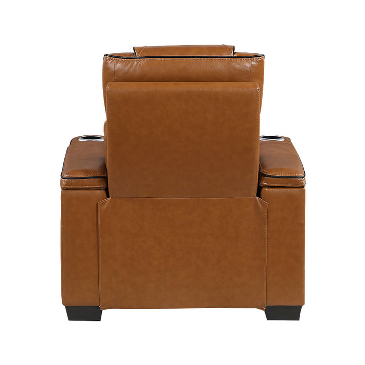 Apex Power Reclining Leather Chair with Heat &amp; Massage - Brown