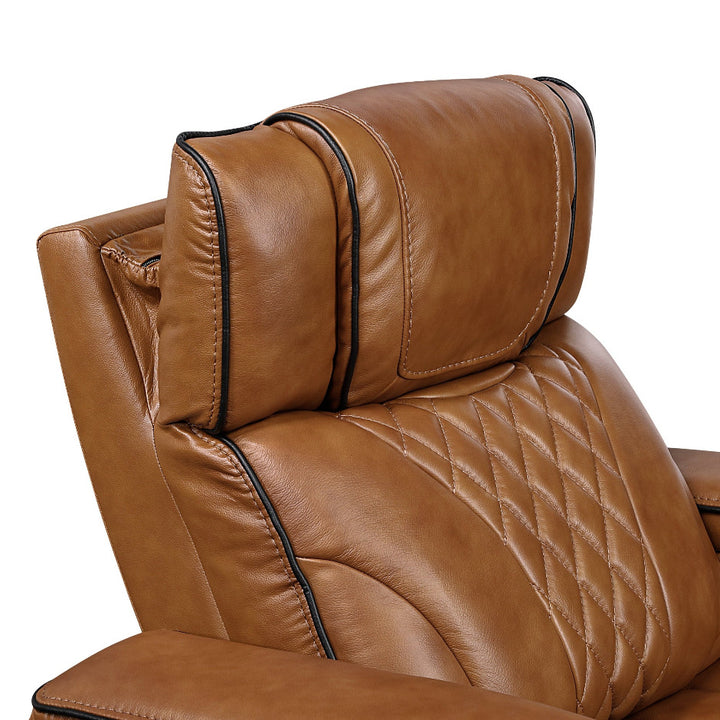 Apex Power Reclining Leather Chair with Heat &amp; Massage - Brown