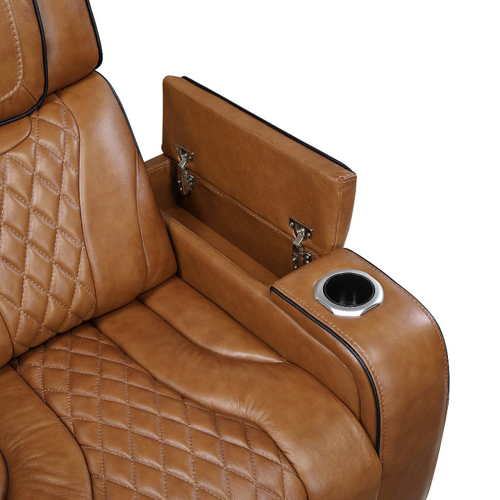 Power Reclining Chair with Power Headrest, Storage Arms with Cup Holders, Air Massage and Heat, LED Lighting and Charging Ports