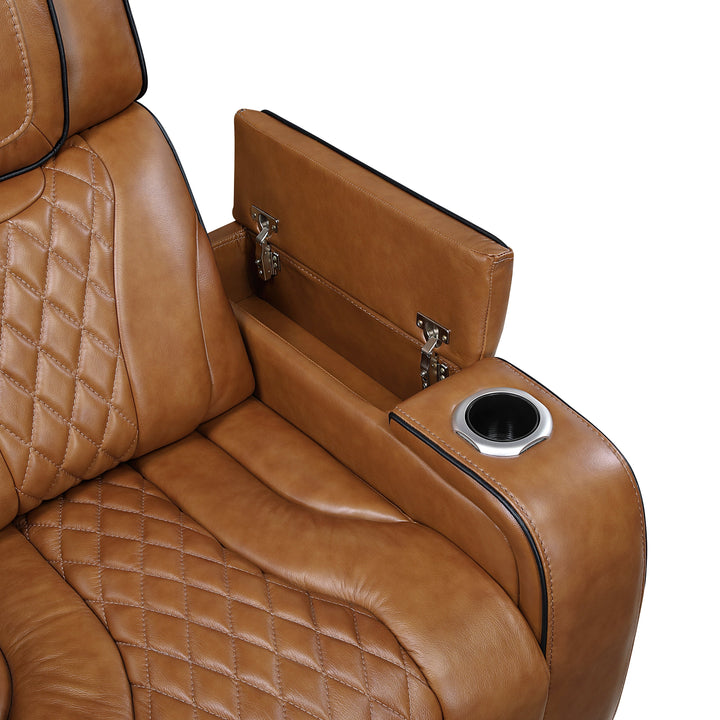 Power Reclining Chair with Power Headrest, Storage Arms with Cup Holders, Air Massage and Heat, LED Lighting and Charging Ports