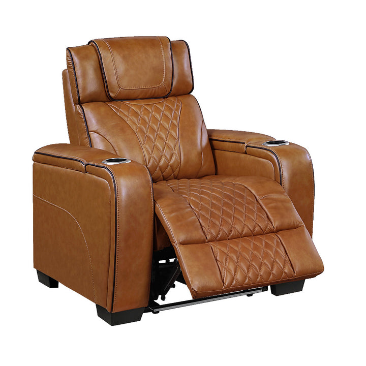 Apex Power Reclining Leather Chair with Heat &amp; Massage - Brown