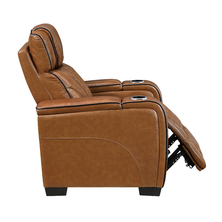 Apex Power Reclining Leather Chair with Heat &amp; Massage - Brown