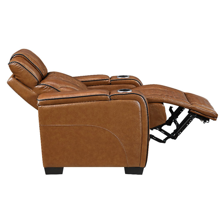 Apex Power Reclining Leather Chair with Heat &amp; Massage - Brown