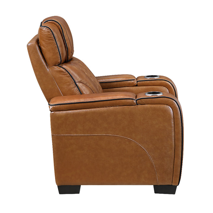 Apex Power Reclining Leather Chair with Heat &amp; Massage - Brown