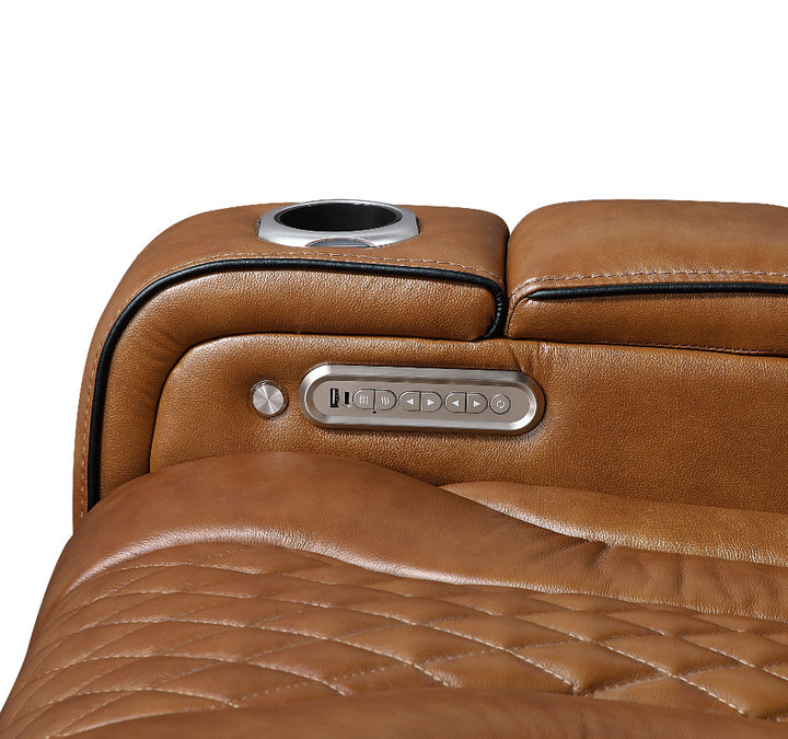 Apex Power Reclining Leather Chair with Heat &amp; Massage - Brown