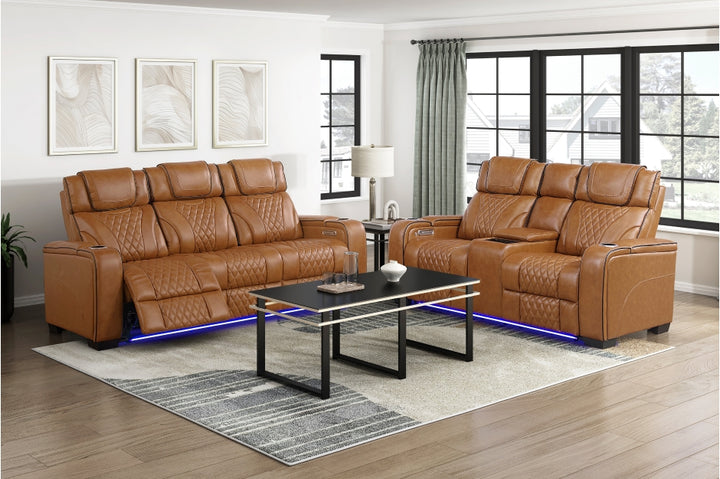 Apex Power Triple Leather Power Reclining Sofa &amp; Loveseat with Air Massage and Heat
