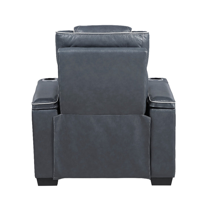 Apex Power Reclining Leather Chair with Heat &amp; Massage - Blue