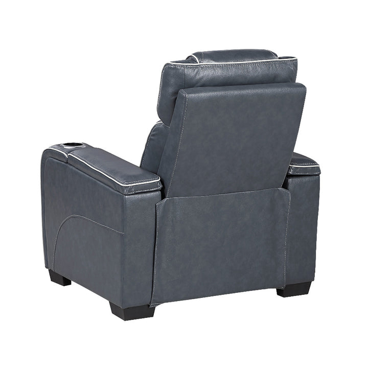 Apex Power Reclining Leather Chair with Heat &amp; Massage - Blue