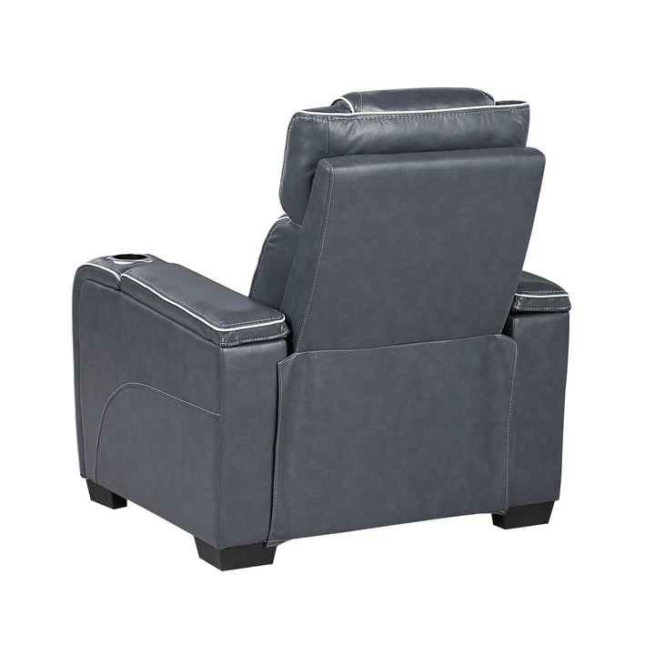 Apex Power Reclining Leather Chair with Heat &amp; Massage - Blue