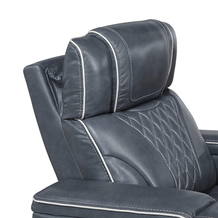 Apex Power Reclining Leather Chair with Heat &amp; Massage - Blue
