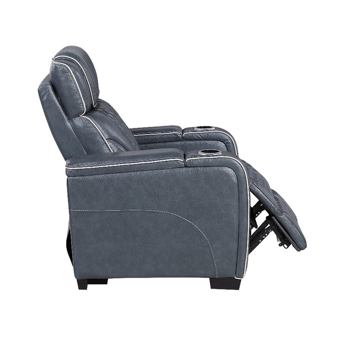 Apex Power Reclining Leather Chair with Heat &amp; Massage - Blue