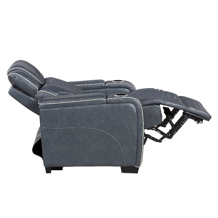 Apex Power Reclining Leather Chair with Heat &amp; Massage - Blue
