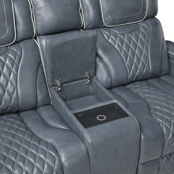 Apex Power Triple Leather Power Reclining Sofa &amp; Loveseat with Air Massage and Heat