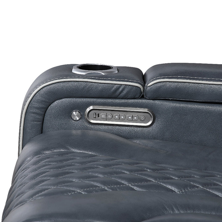 Apex Power Reclining Leather Chair with Heat &amp; Massage - Blue