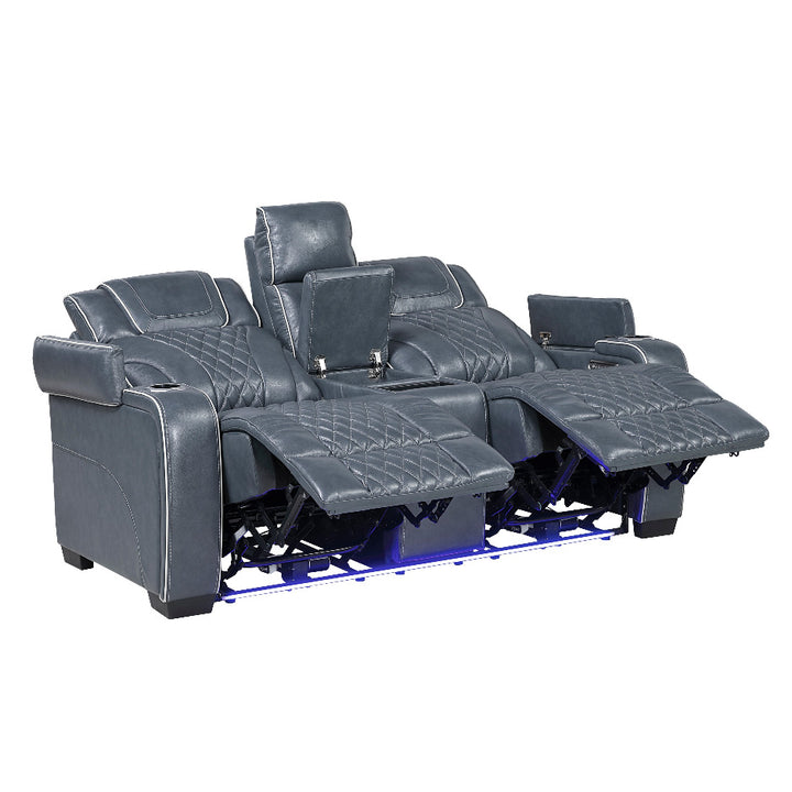 Apex Power Triple Leather Power Reclining Sofa &amp; Loveseat with Air Massage and Heat