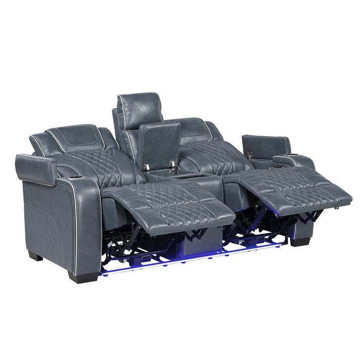 Apex Power Triple Leather Power Reclining Sofa &amp; Loveseat with Air Massage and Heat