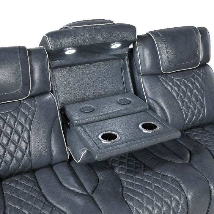 Apex Power Triple Leather Power Reclining Sofa &amp; Loveseat with Air Massage and Heat