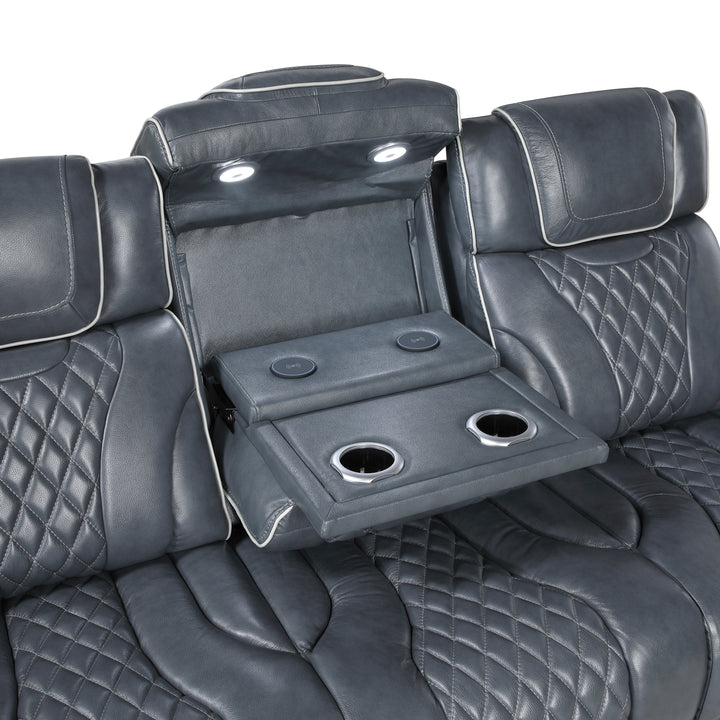 Apex Power Triple Leather Power Reclining Sofa &amp; Loveseat with Air Massage and Heat